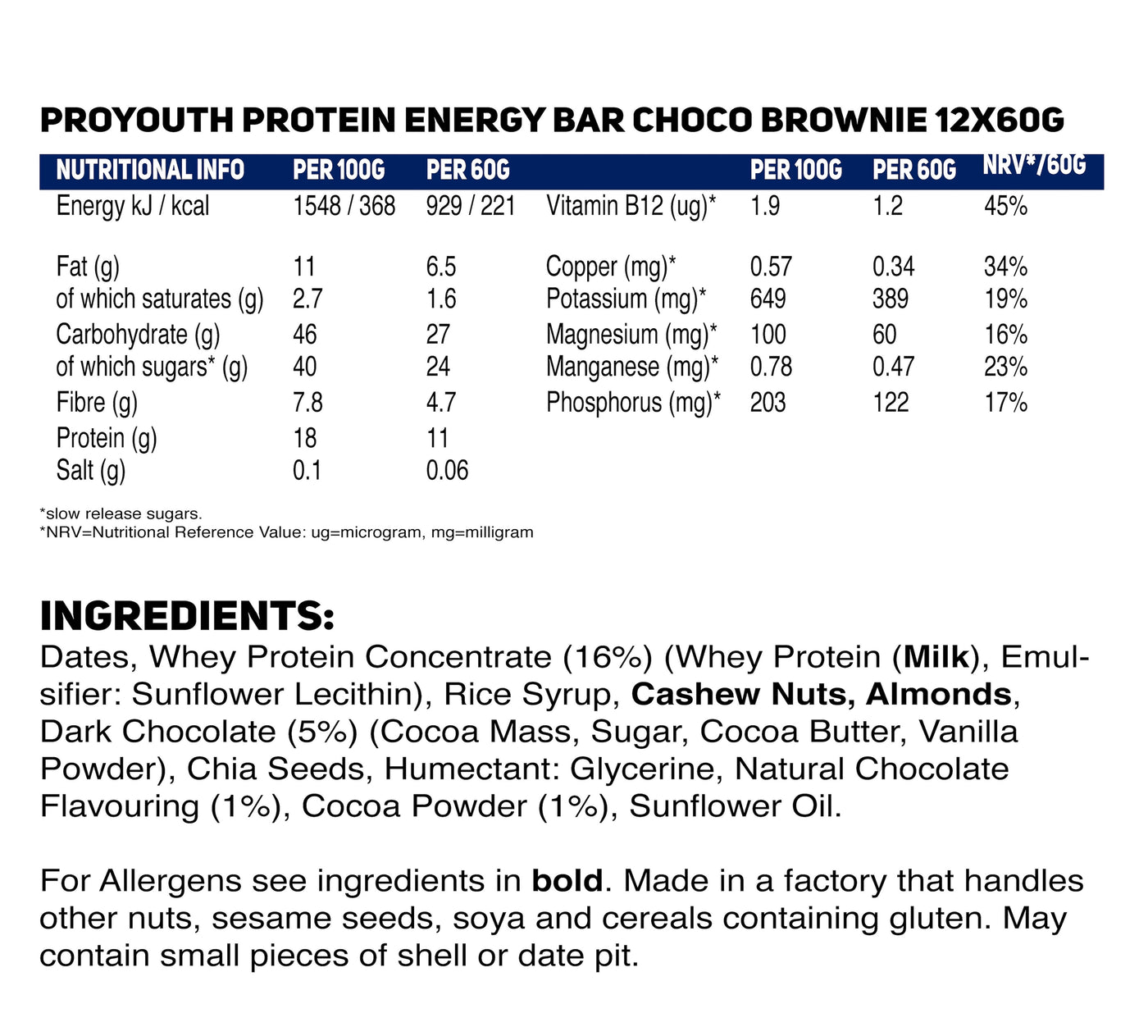 Choco Brownie Natural Performance Nutrition Energy Bars Multipack - 12 x 60g