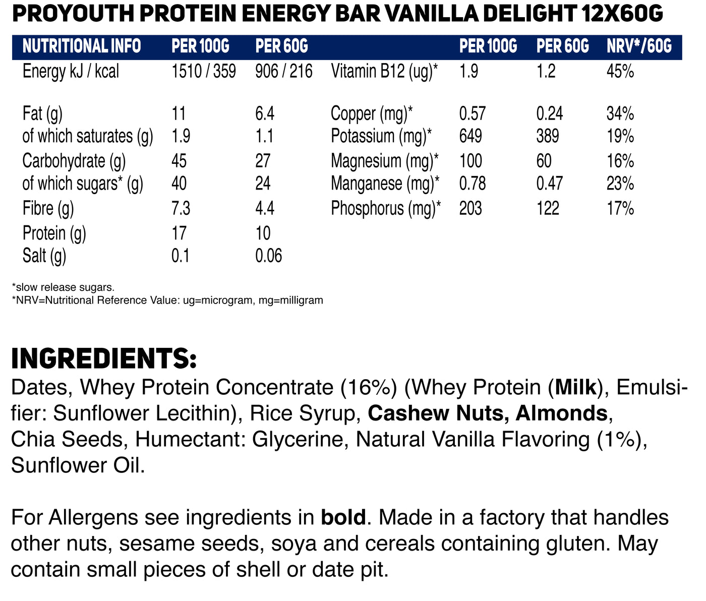 ProYouth Natural Protein Energy MIX BOX - 12 x 60g